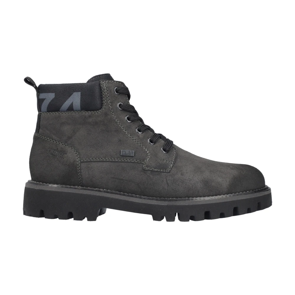 Rieker Men's Gray Lace-Up Boots, 7 Uk, Casual Closed Ankle Boots