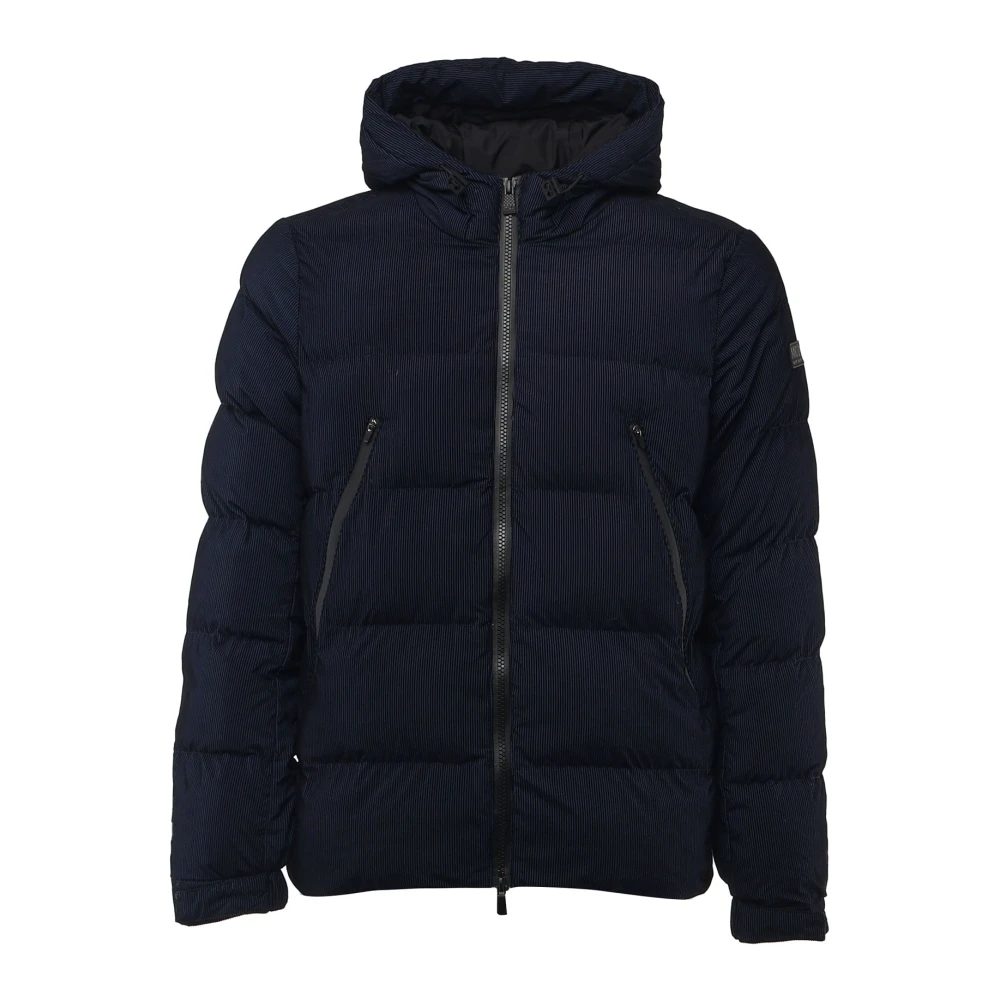 MC2 Saint Barth Blauwe Gewatteerde Rits Hoodie Blue Heren