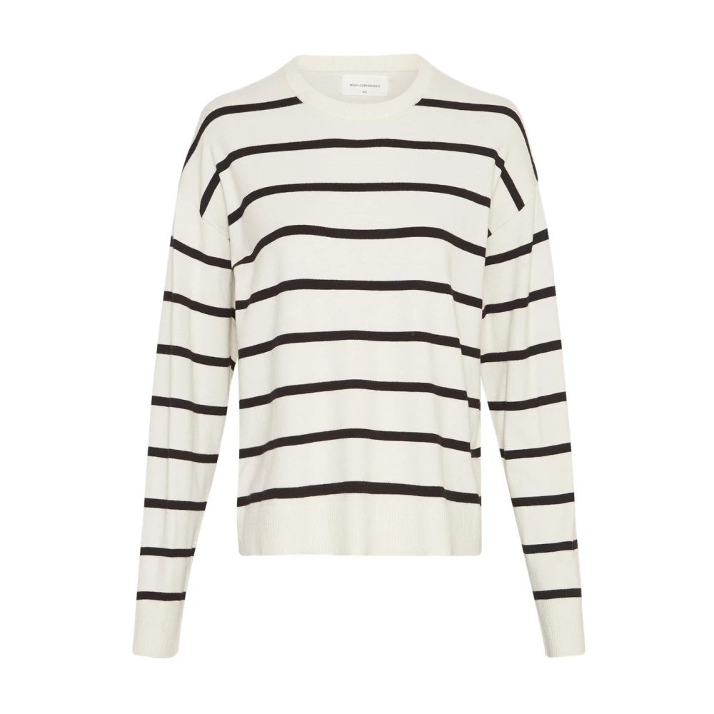 moss copenhagen Gestreepte Pullover Trui Zwart White Dames
