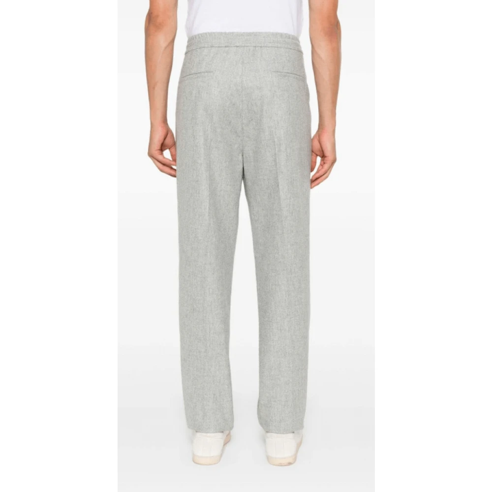 BRUNELLO CUCINELLI Lichtgrijze wollen broek met trekkoord Gray Heren