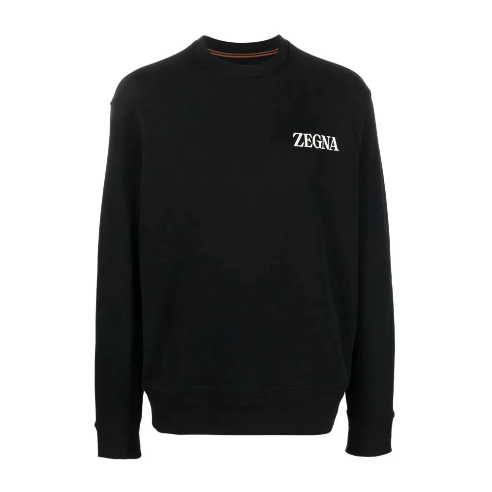 Ermenegildo Zegna Zwart Logo Print Sweatshirt Black Heren