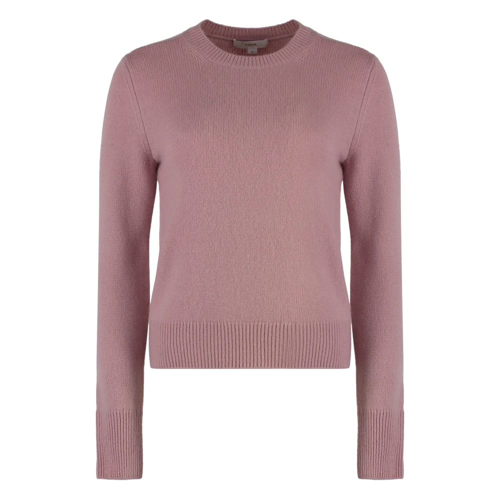 Vince Kasjmier Crew-neck Sweater Geribde Randen Pink Dames