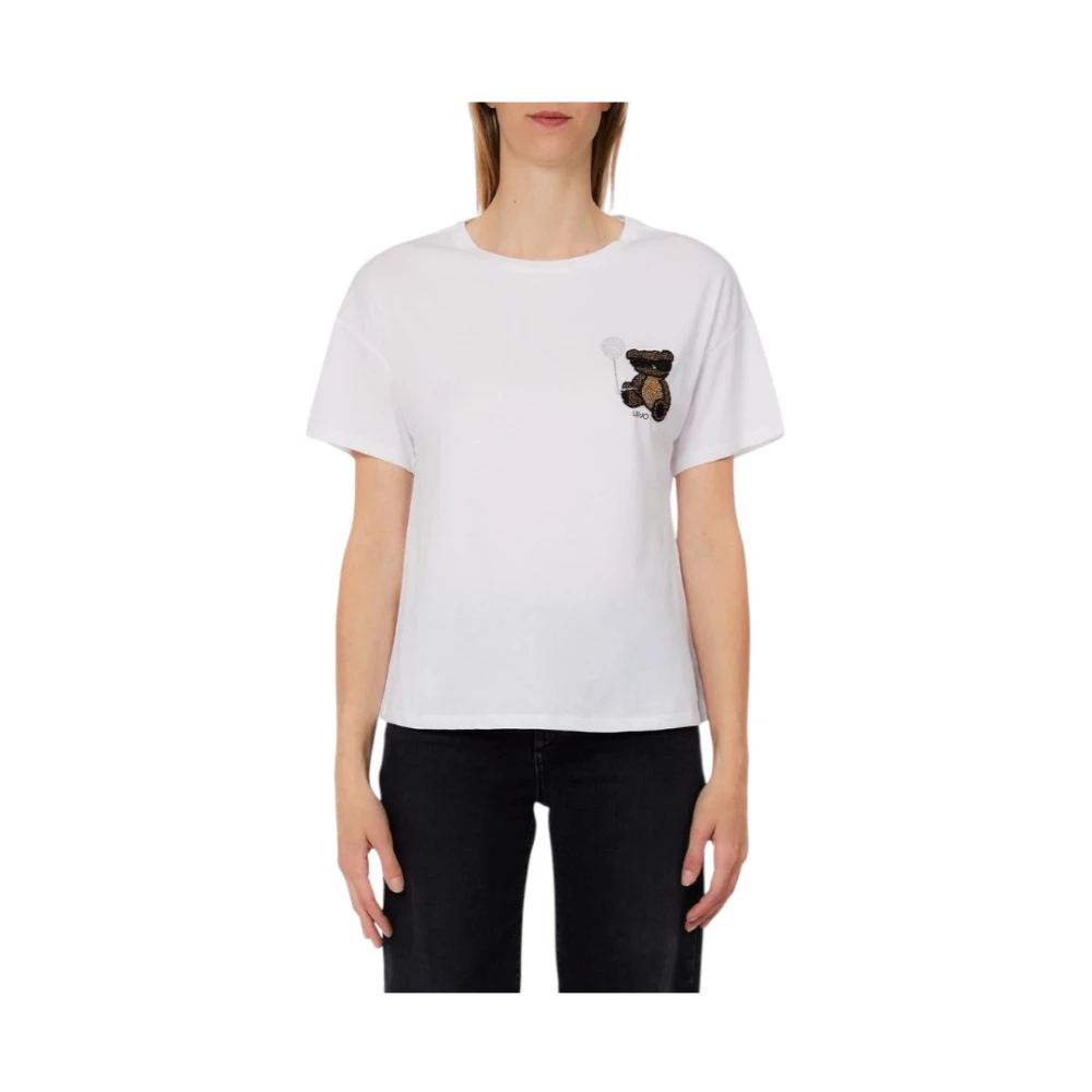 Liu Jo Vit T-Shirt Med Detalj