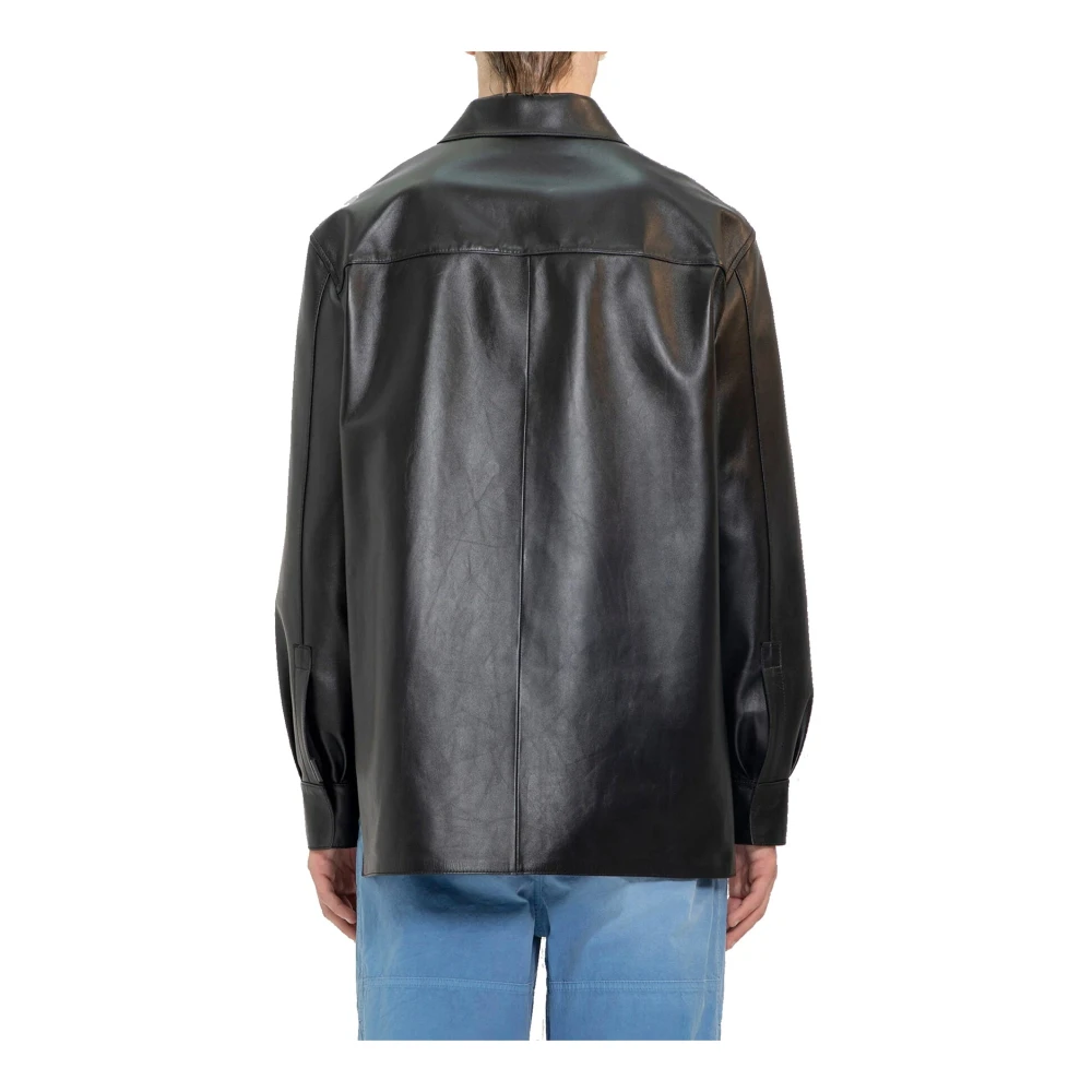 Loewe Zwarte leren jas voor mannen Black Heren