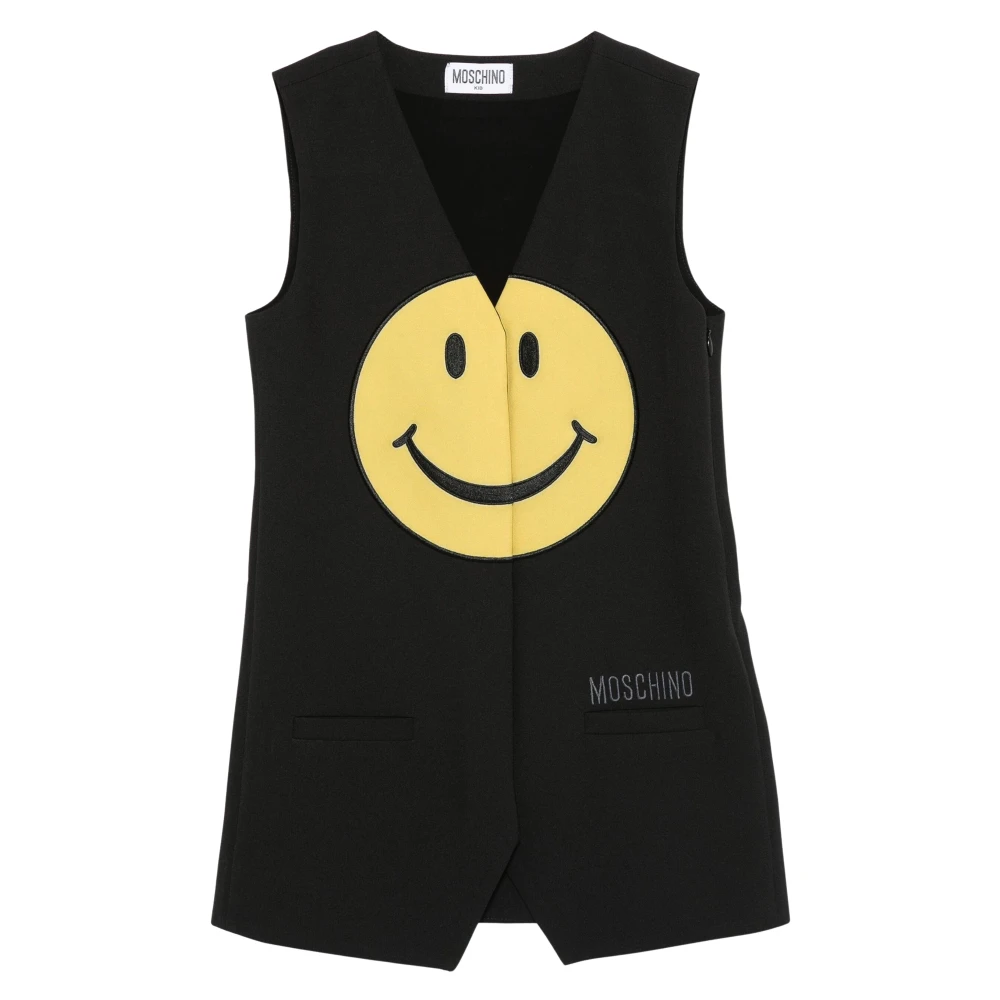 Moschino Girls Black Smiley Face Dress In - Dresses - 4 Y - Kids