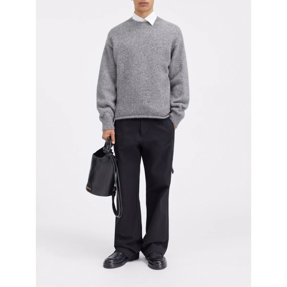 Jacquemus Relaxed Fit Alpaca Trui Gray Heren