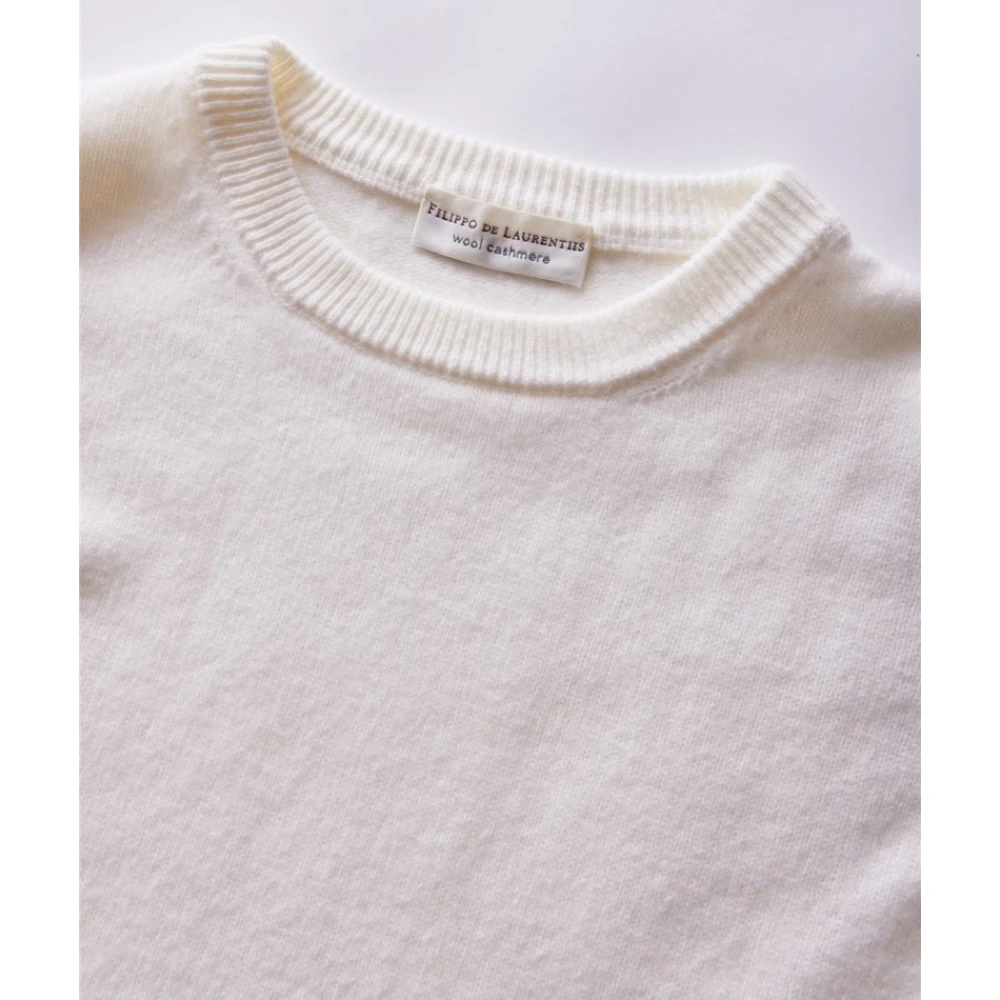 Filippo De Laurentiis Kasjmierwol Trui Ronde Hals Drop Mouw White Dames