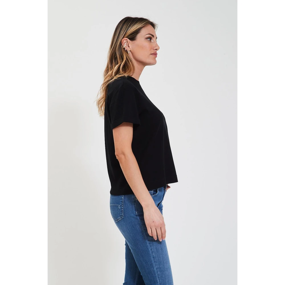 Gran Sasso T-shirt met ronde hals en omgeslagen mouwen Black Dames