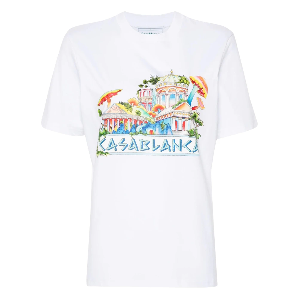 Casablanca Witte Crewneck Bedrukte T-shirts en Polos White Dames