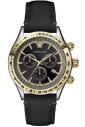 chronographe-classique-montre-cuir-noir-argent-or-acier