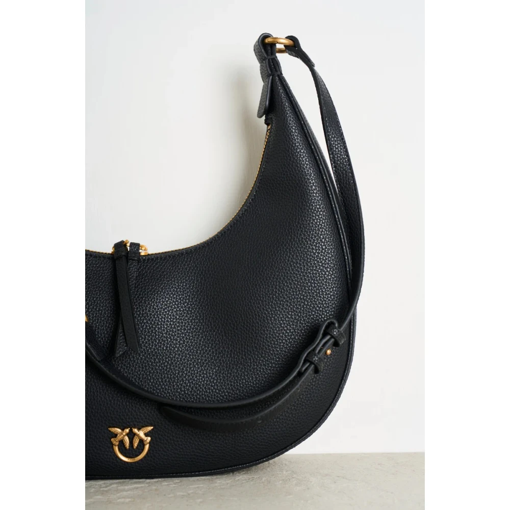 pinko Zachte leren Hobo tas met Love Birds Black Dames