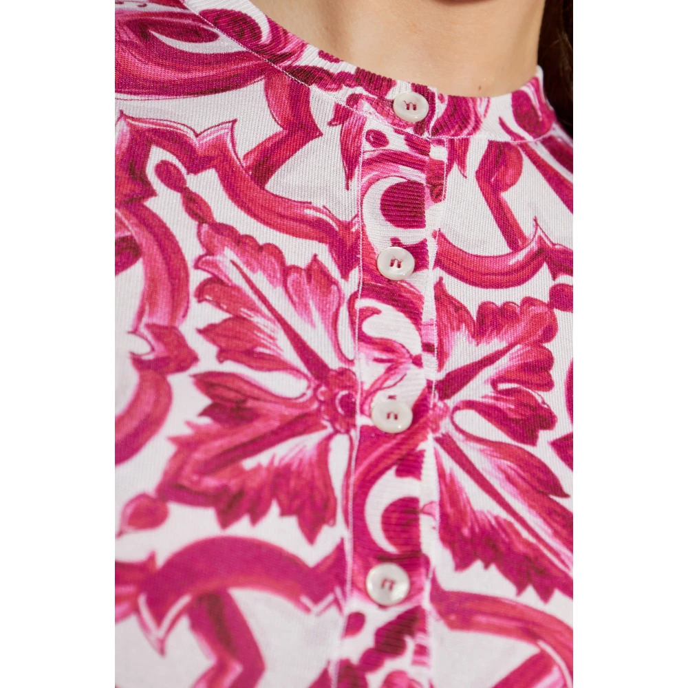 Dolce & Gabbana Cardigan met Majolica-patroon Pink Dames
