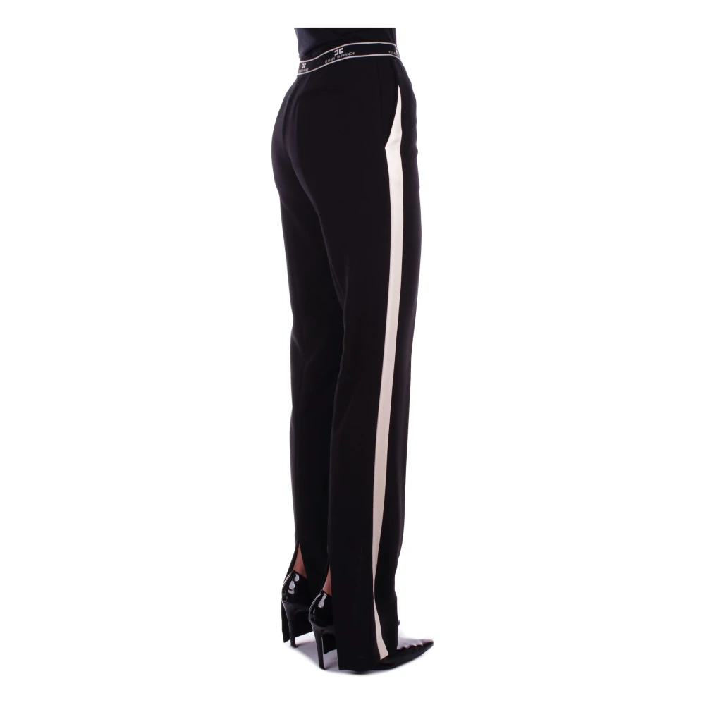 Elisabetta Franchi Zwarte broek met logodetail Black Dames