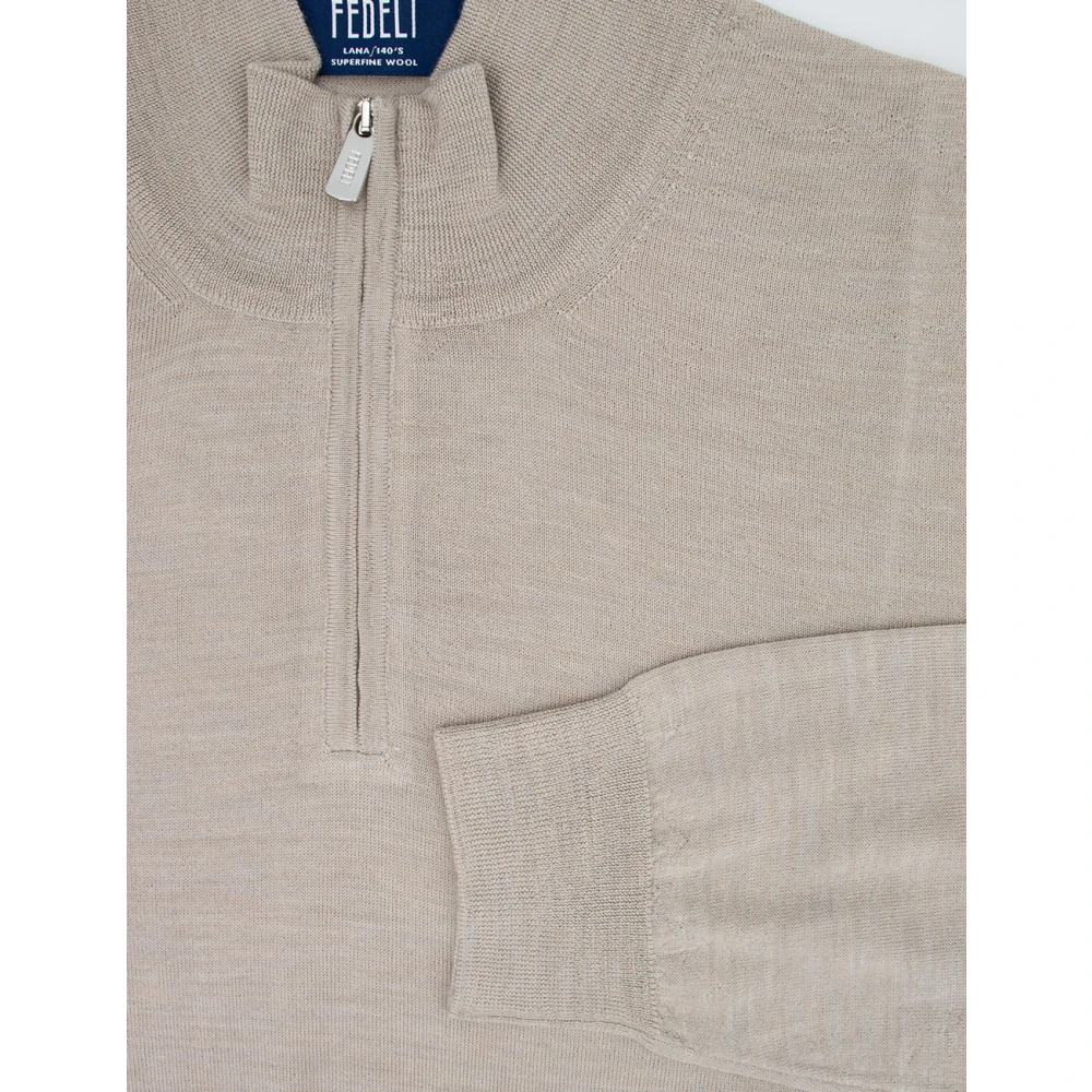 Fedeli Elegant Half-Zip Jumper Beige Heren