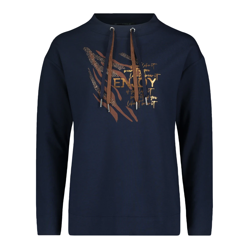 Betty Barclay Sweatshirt met dierenprint en glinsterende stenen Blue Dames