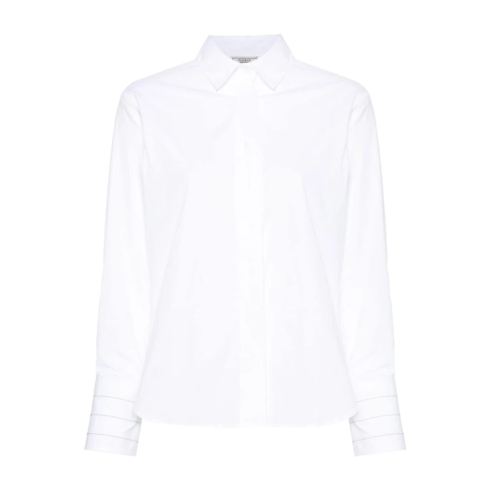 PESERICO Witte kraaltjesblouse White Dames