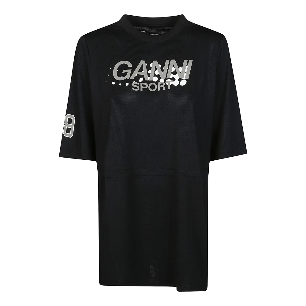Ganni Sport T-shirt met logo Black Dames