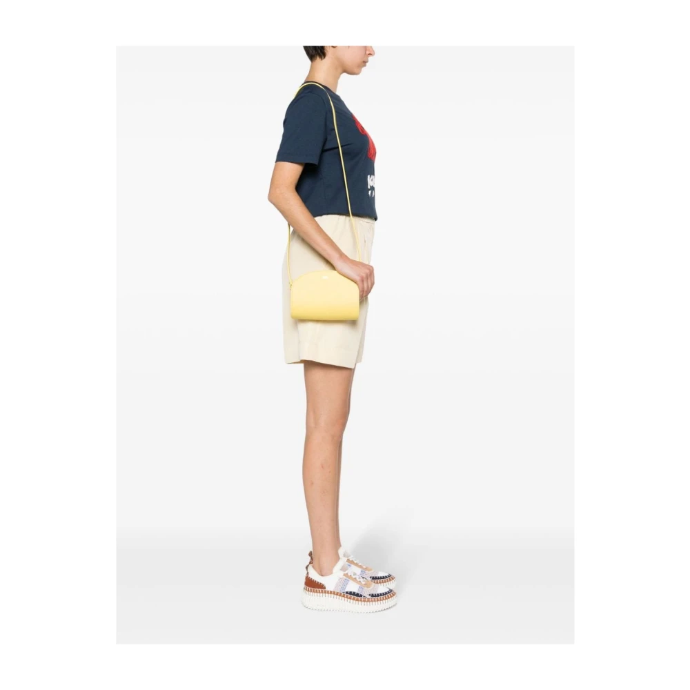 A.p.c. Gele Leren Demi-Lune Mini Tas Yellow Dames