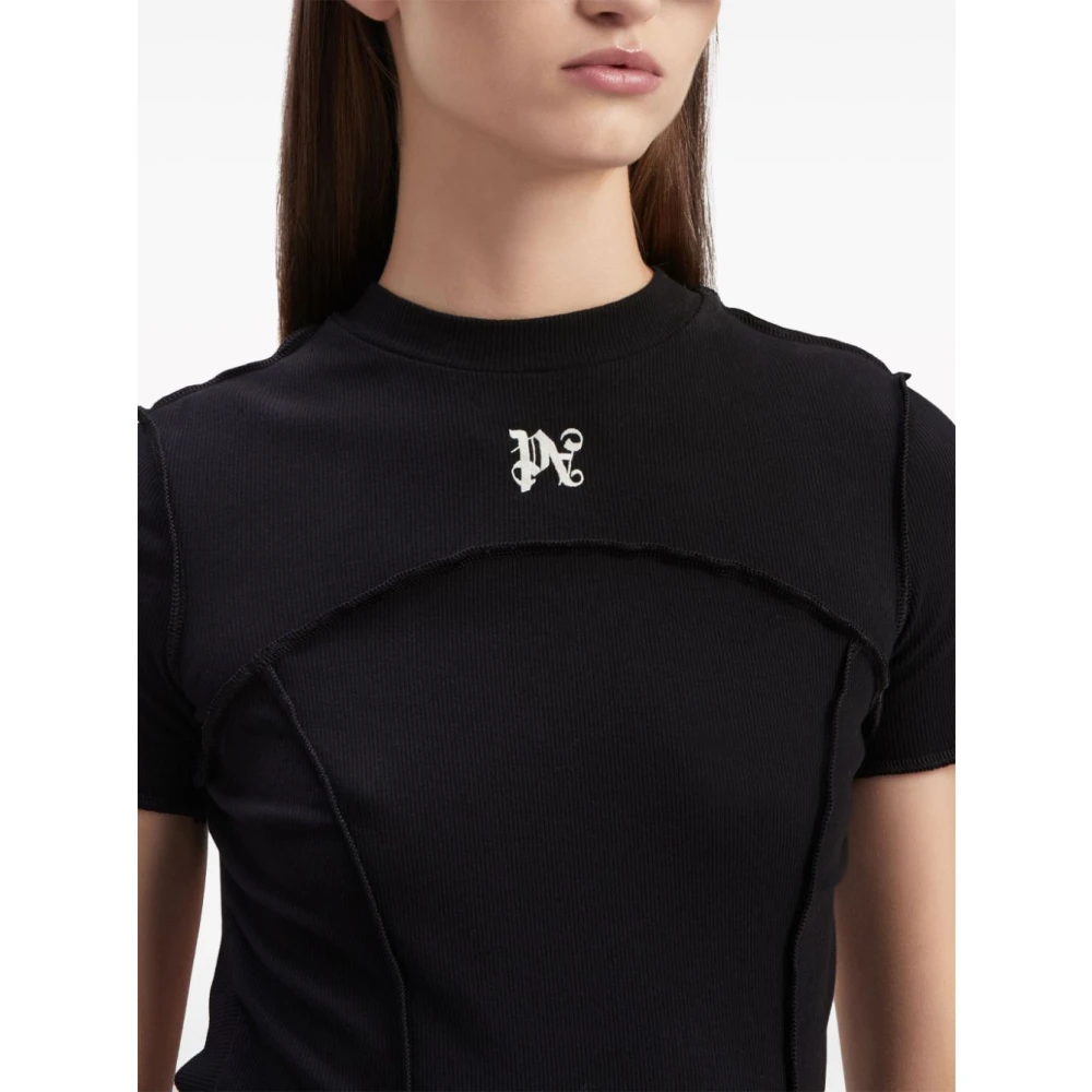Palm Angels Zwarte Jurk met Geborduurd Logo Black Dames