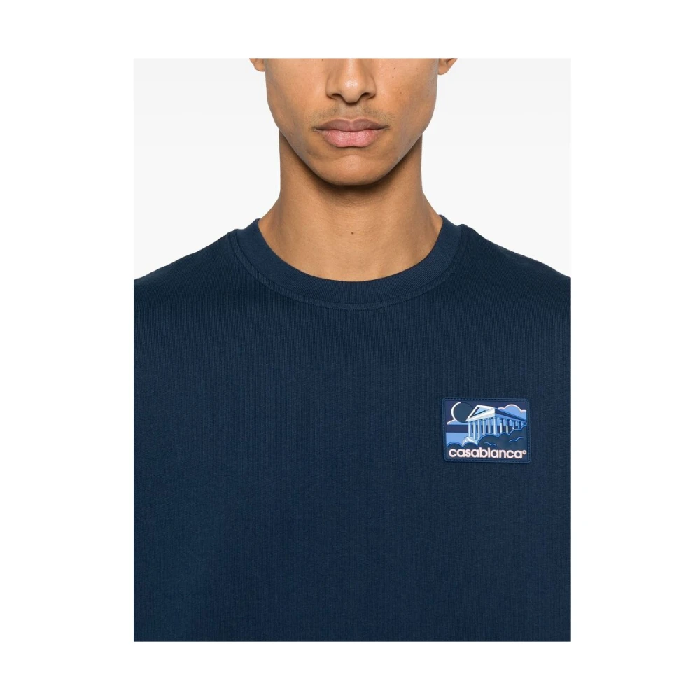 Casablanca Navy Blue Crew Neck T-shirt Blue Heren