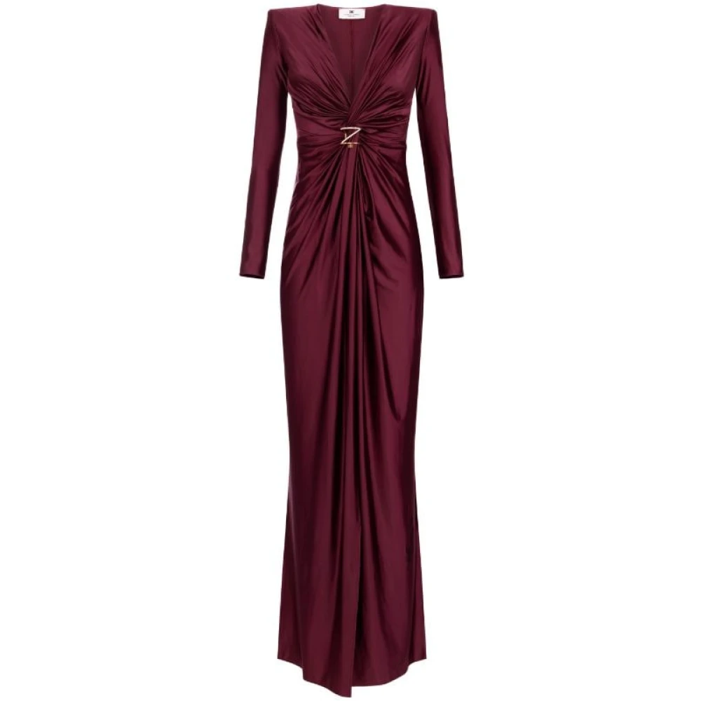 Elisabetta Franchi Bordeaux Maxi Jurk Brown Dames