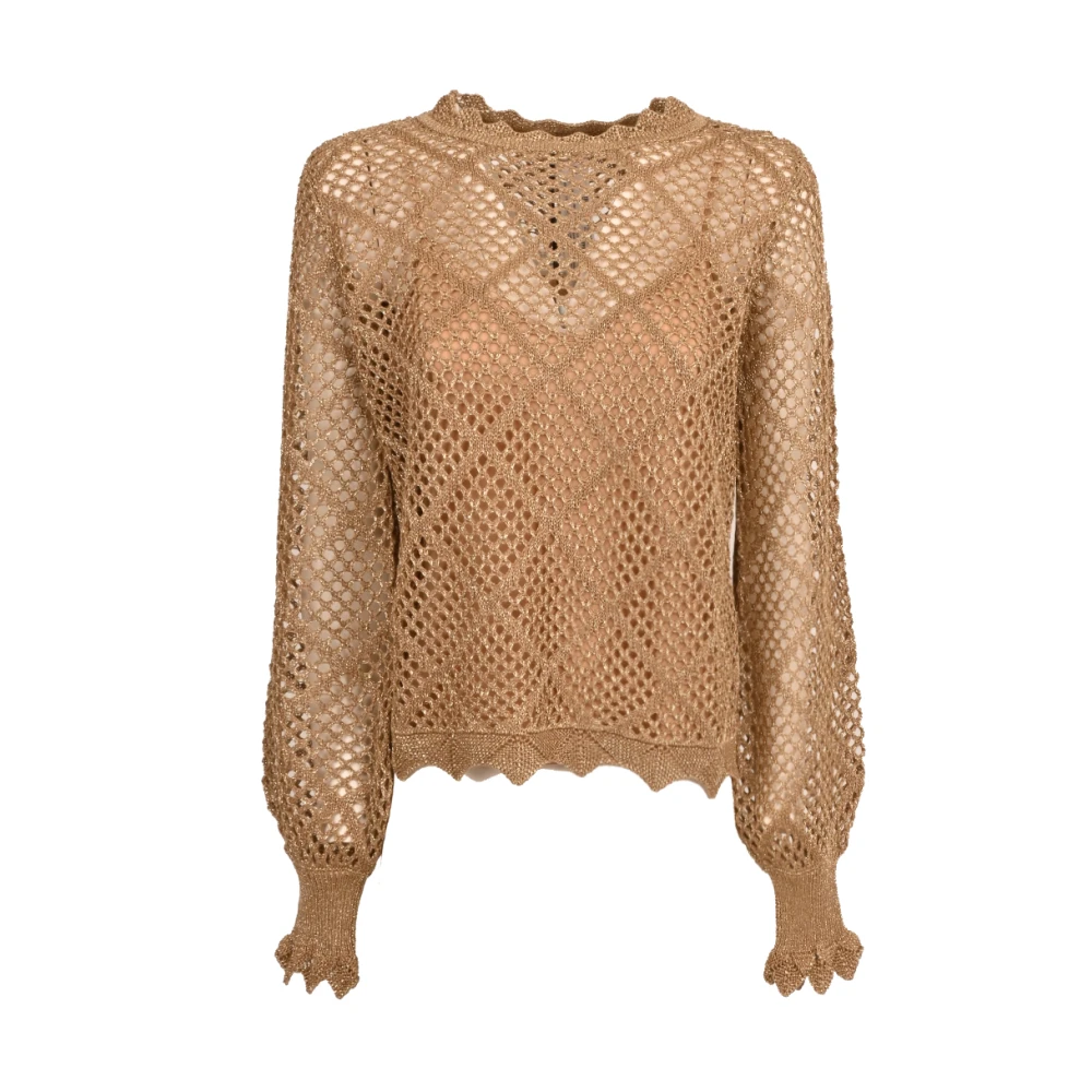 Twinset Viscose trui met katoenen top Beige Dames