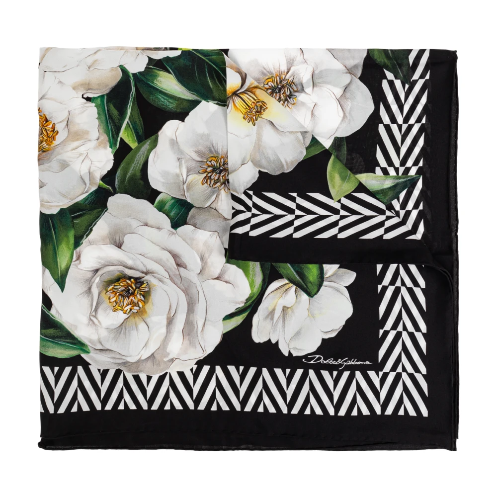 Dolce & Gabbana Zijden sjaal met bloemmotief Black Dames