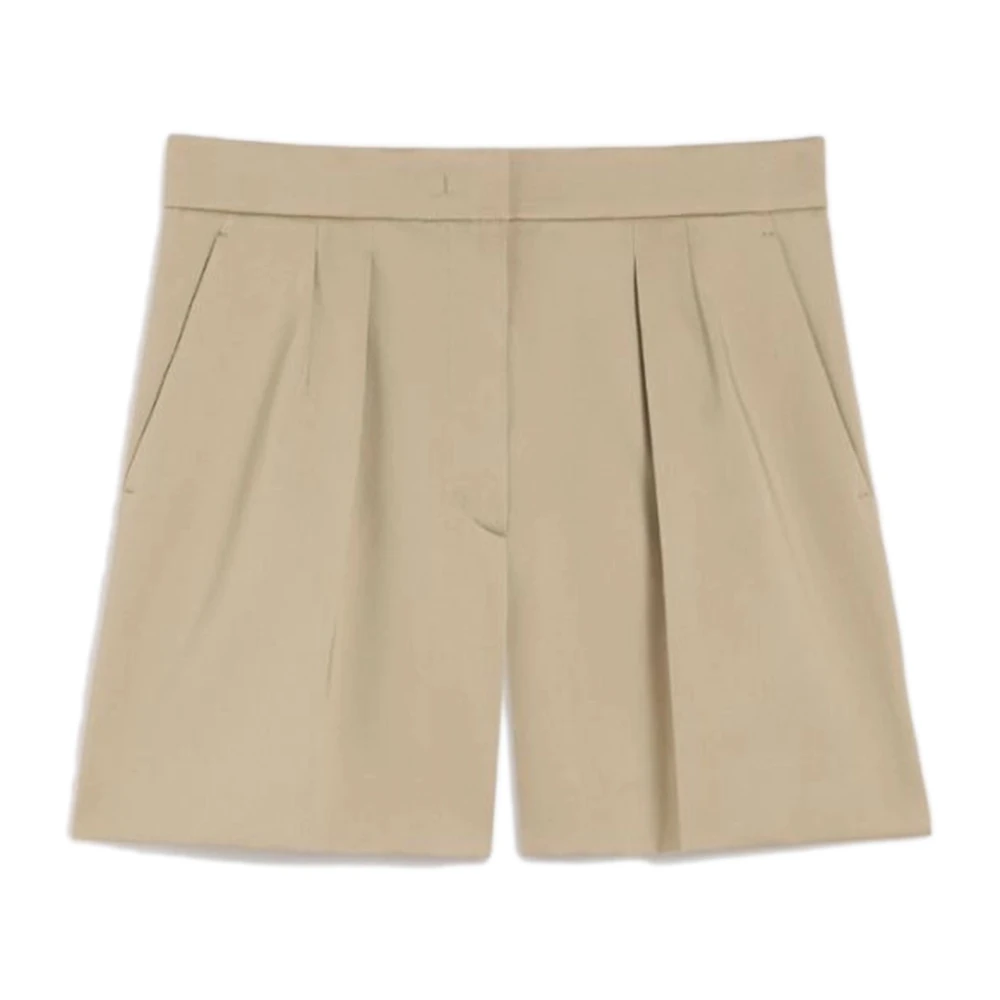 Max Mara Women's Beige Short Shorts, Xs, Stretch Cotton Satin Shorts