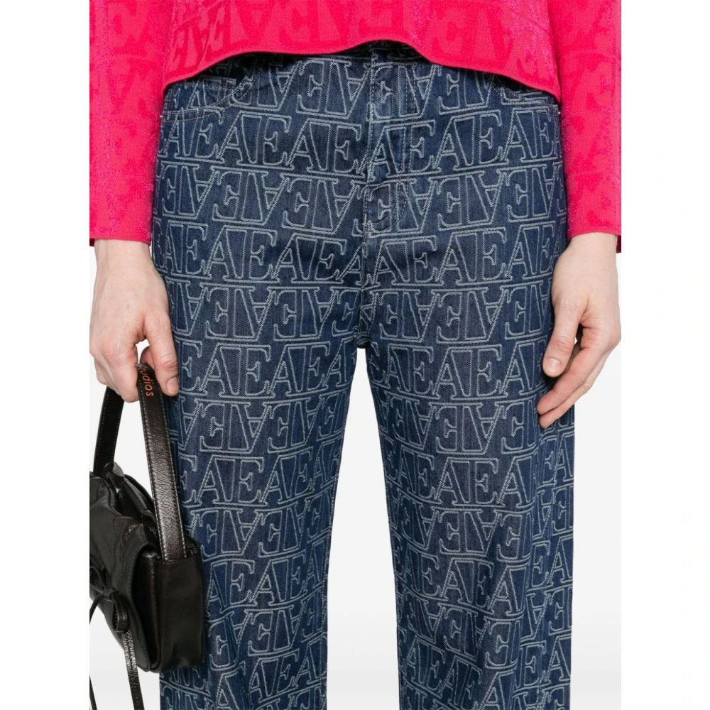 Emporio Armani Blauwe Denim Wide Leg Jeans Blue Dames