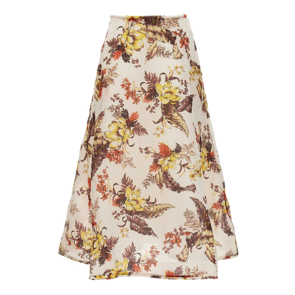 Zimmermann Women's Multicolor Midi Skirts, L, Matchmaker Floral Flare Skirt