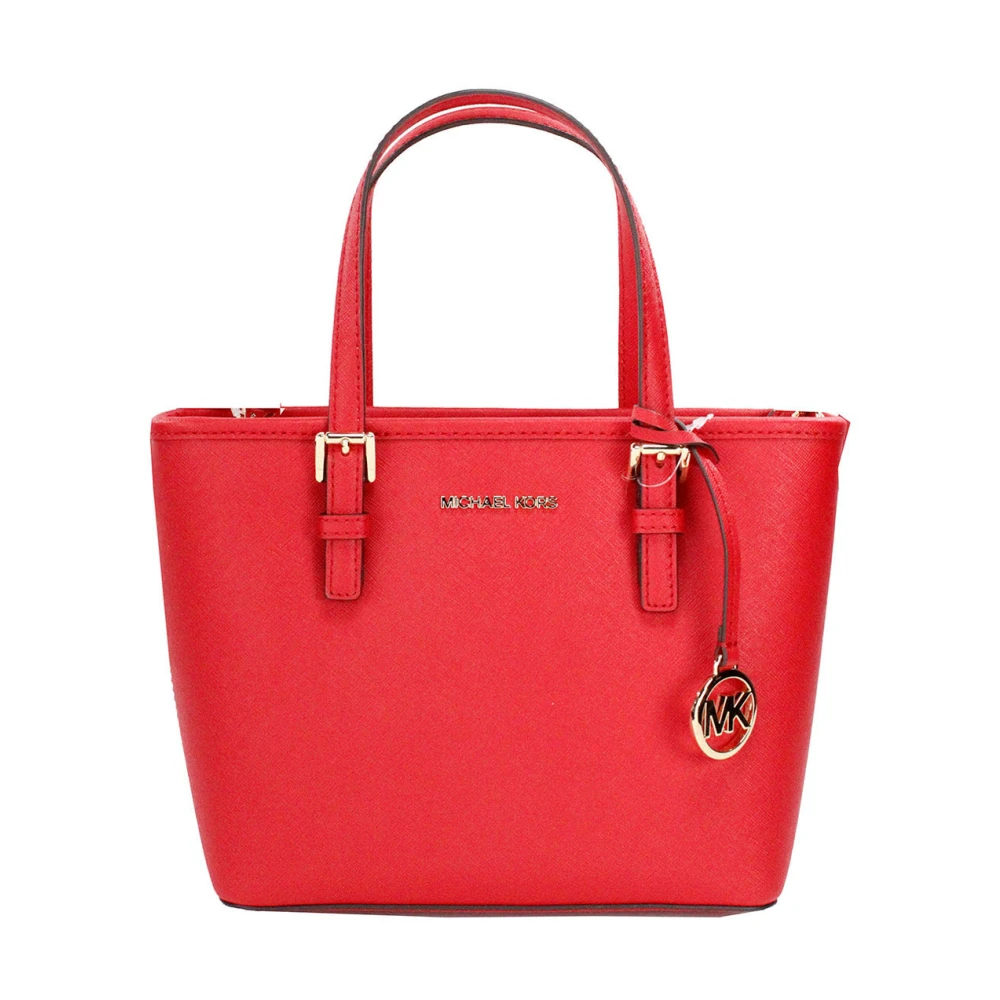 Michael Kors Ljust Rd Lder Top Zip Tote Vska Red, Dam