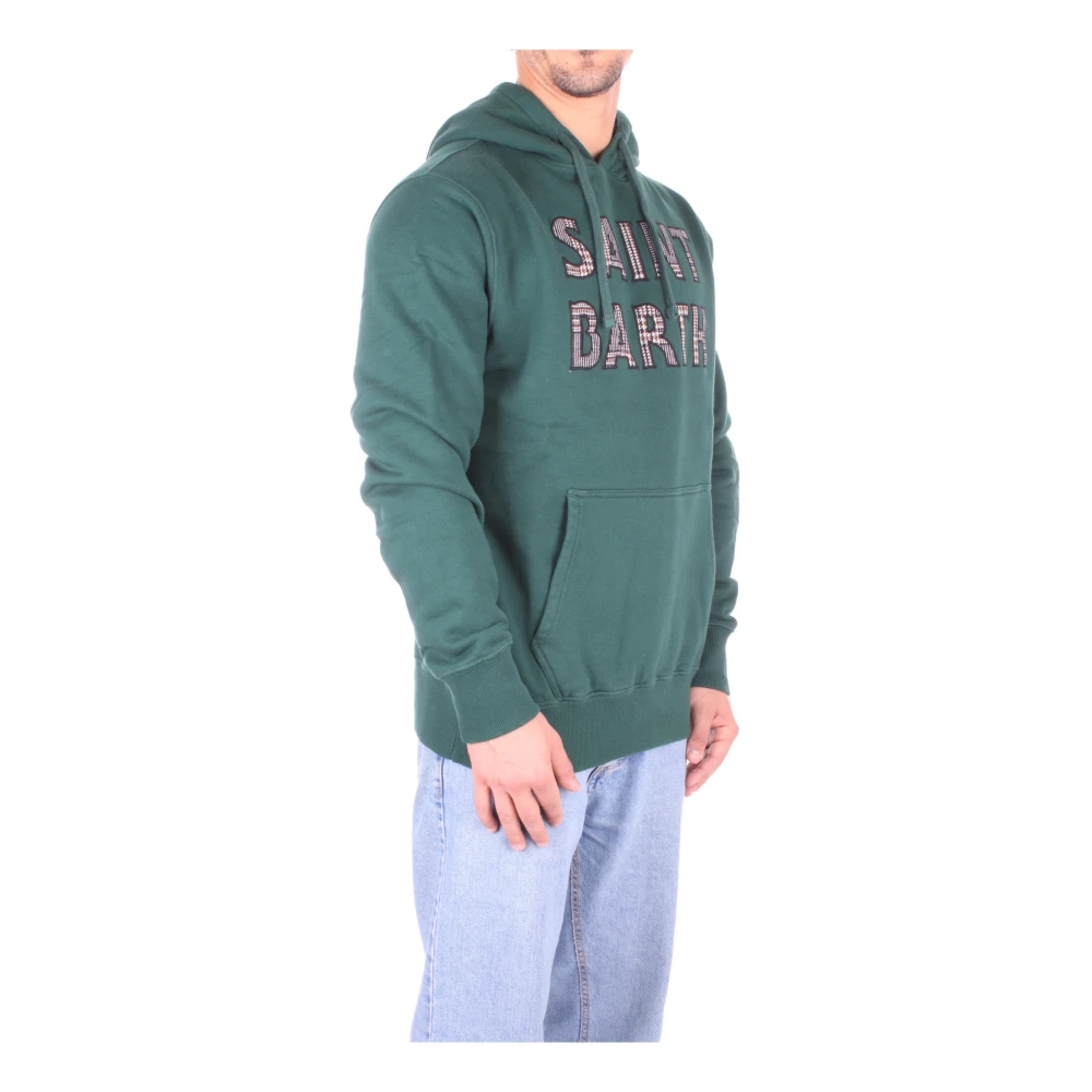 Saint Barth Groene trui met capuchon en voorlogo Green Heren
