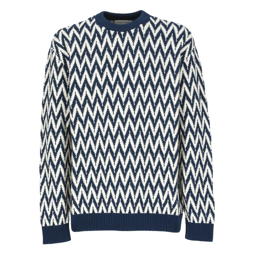 Lanvin Blauwe Katoenen Crew Neck Sweater Blue Heren