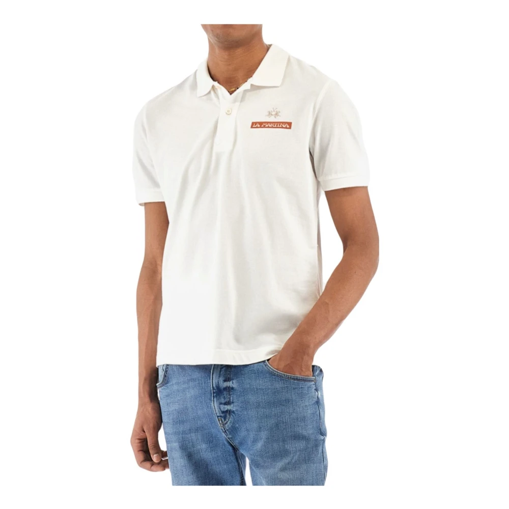 La Martina Men's White Polo Shirts, S, Polo Shirt Ymp609pk