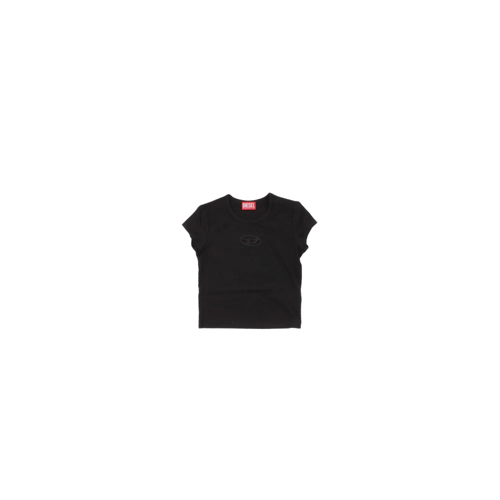 Diesel Svart Logo Fram Cut-Out T-shirt Black, Flicka