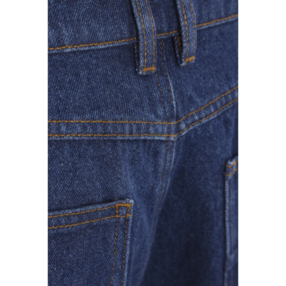 Maison Kitsuné Rechte Pijp Blauwe Denim Jeans Blue Heren