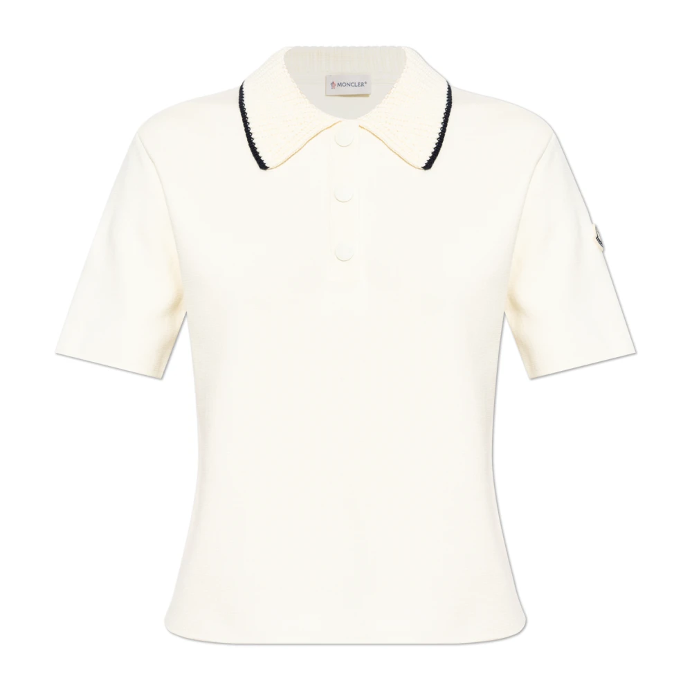 Moncler Beige Cotton Polo - Female - Polo Shirts - L - Tops