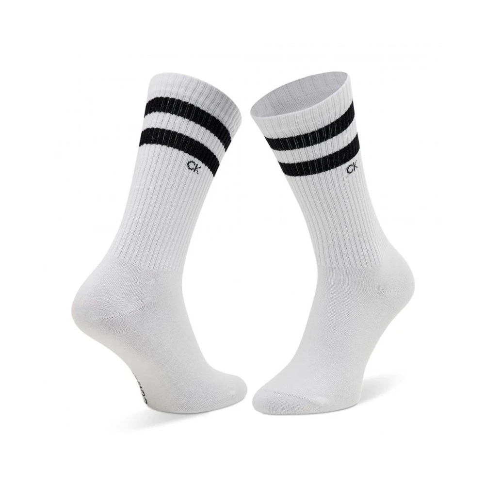 Calvin Klein Gestreepte Crew Socks 2-Pack White Heren