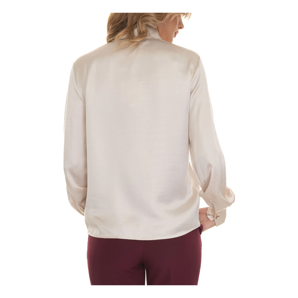 Liu Jo Blouse met knoopsluiting en reptielenprint Beige Dames