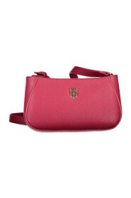 Rød polyurethan håndtaske med justerbar skulderrem