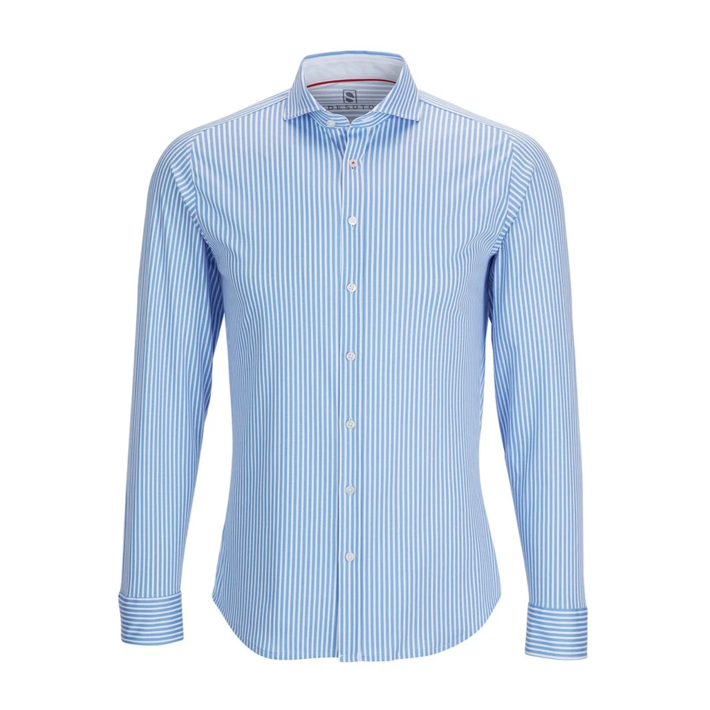 Desoto Mannelijk Blauw Overhemden Heren, S, Katoen, Lichtblauwe Gestreepte Overhemdjurk