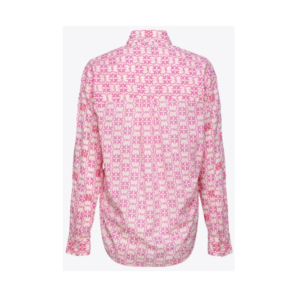 pinko Geborduurd Monogram Muslin Shirt Pink Dames