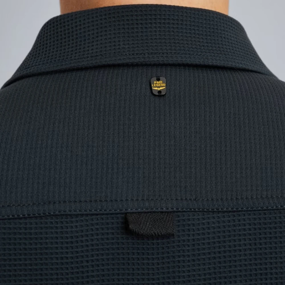 PME Legend Wafel Dubbelzijdig Jersey Overhemd Jas Blue Heren