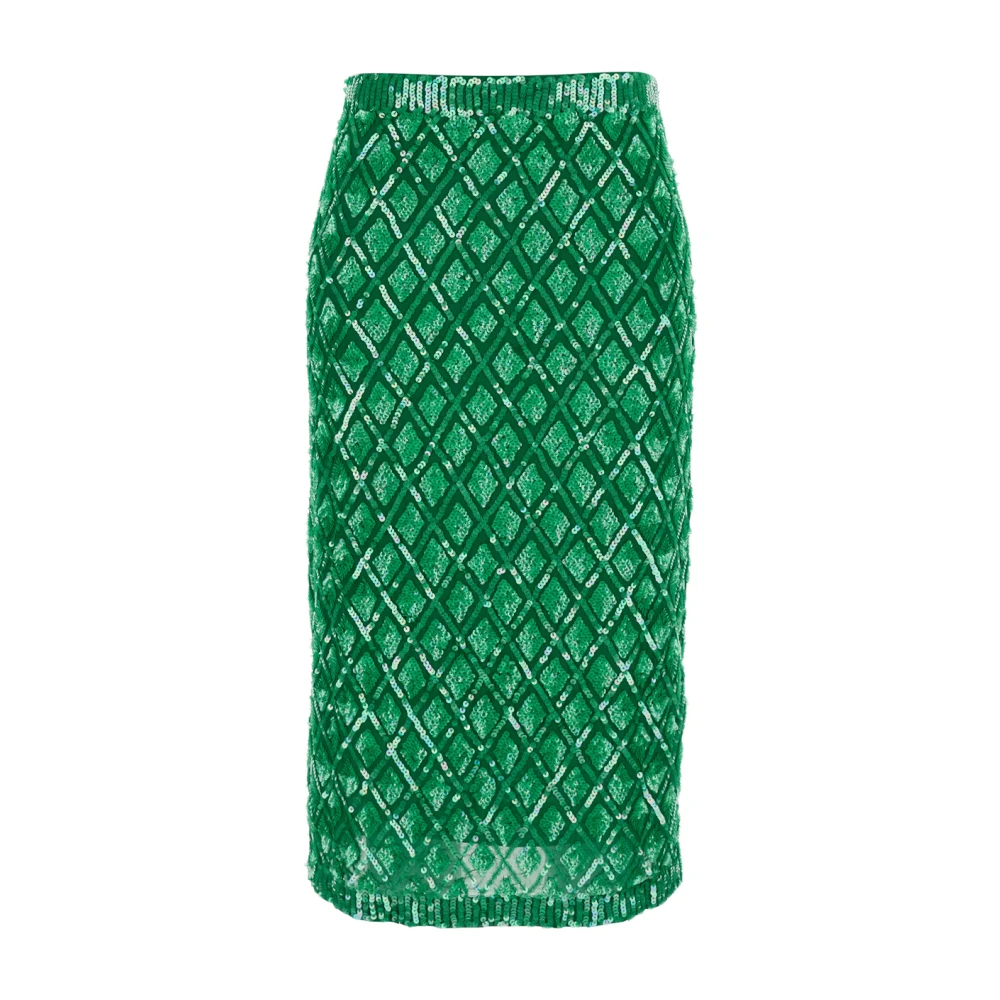P.a.r.o.s.h. Groene Pailletten Geometrische Rok Vrouw Green Dames