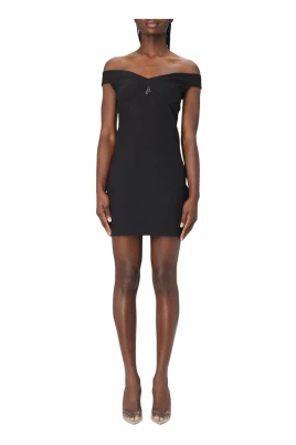 Svart Off-Shoulder Mini Klänning