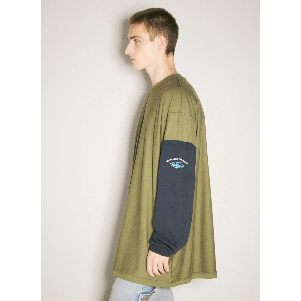 Vetements Haai Inside-Out T-shirt Katoenen Jersey Green Heren