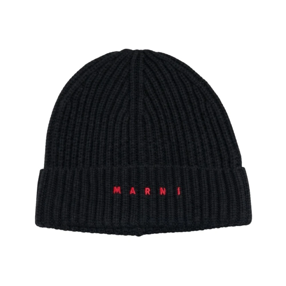 Marni Kids Ragazzo Nero Berretto Con Logo Ricamato - Immagine 4