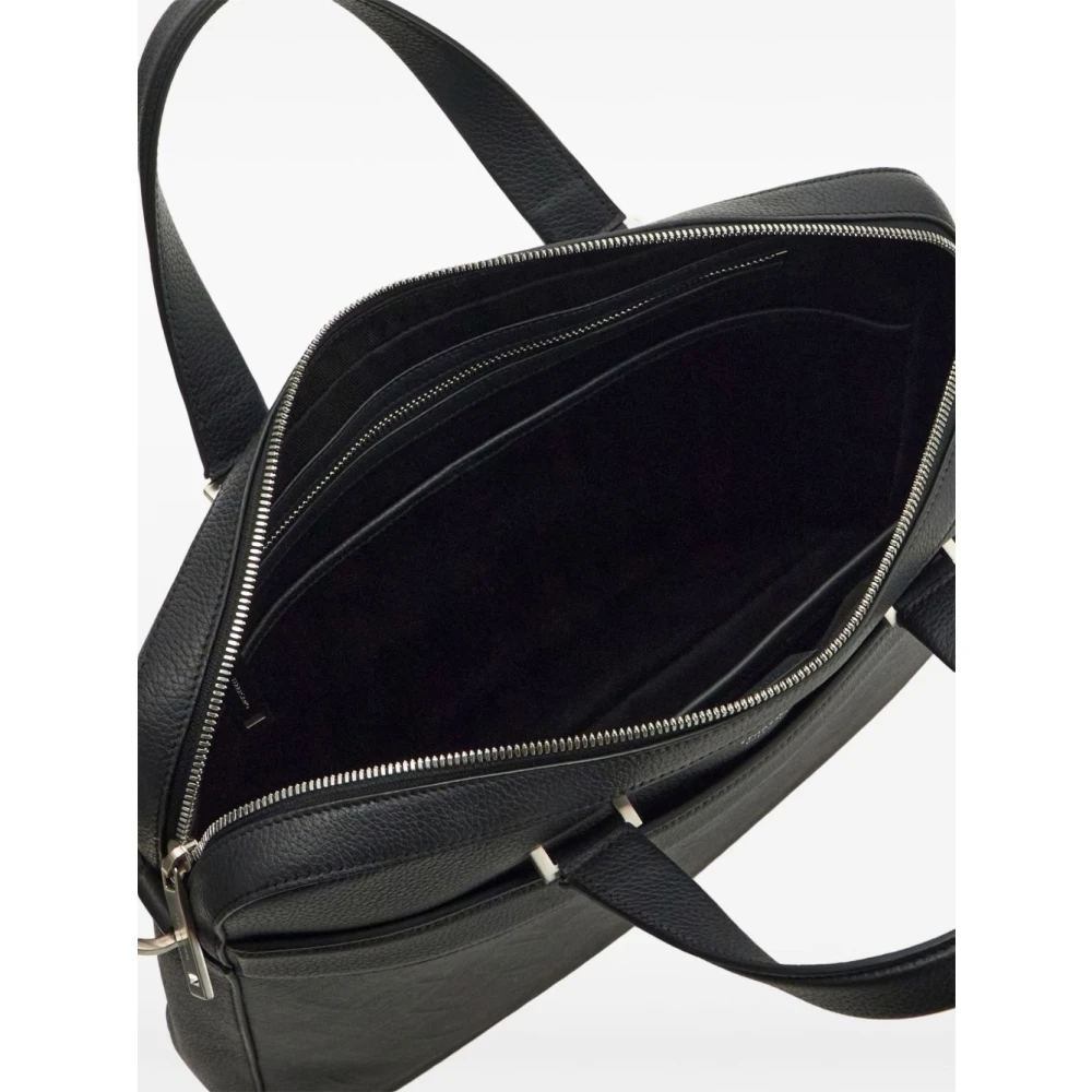 Salvatore Ferragamo Geëtst Logo Zwart Leren Handtas Black Heren