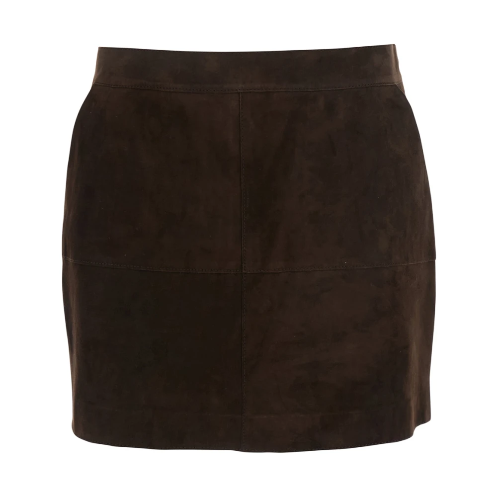 P.a.r.o.s.h. Bruine Suède Korte Rok met Zakken Brown Dames