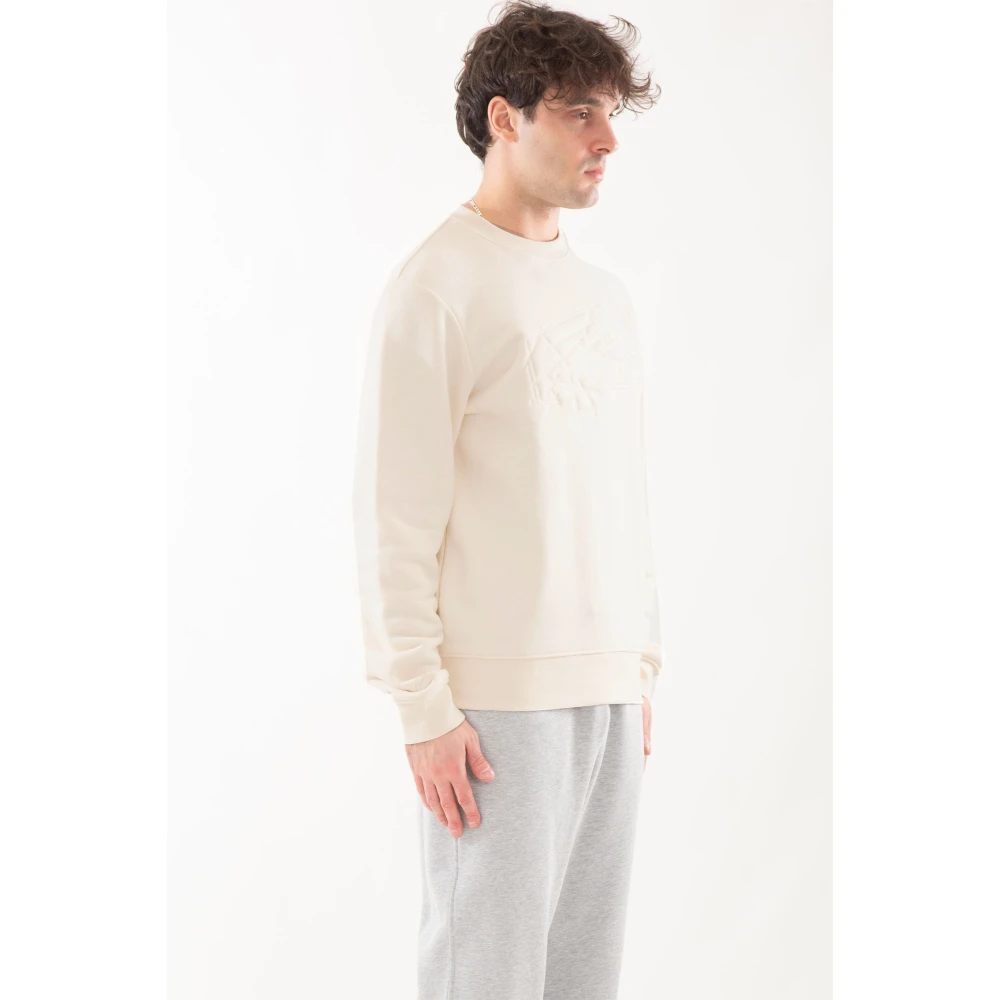 Lacoste Gewatteerde Croc Fleece Sweatshirt Beige Heren